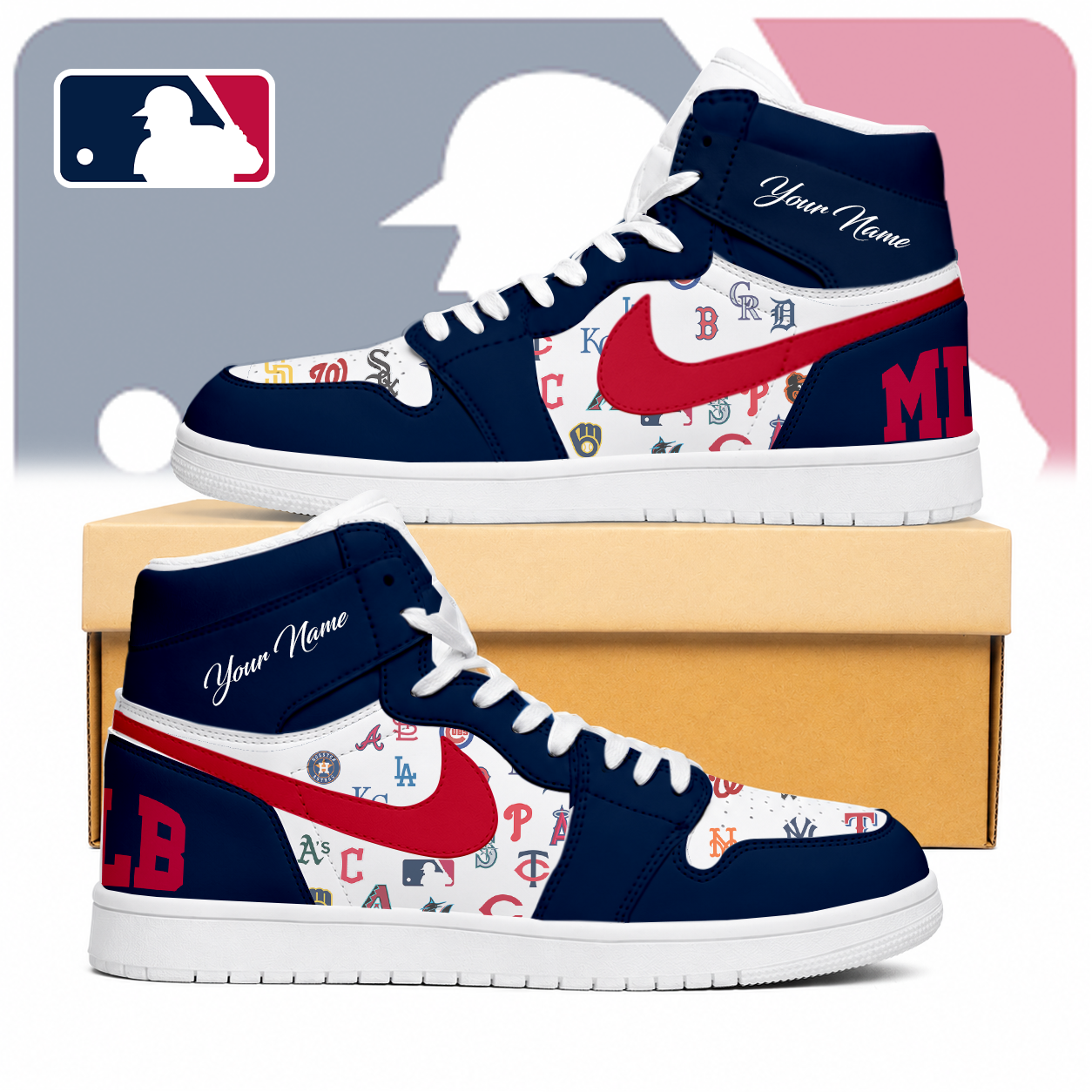 LIMITED EDITION - NEW CUSTOMIZED MLB32 MLB ALL TEAMS AIR JORDAN SNEAKERS