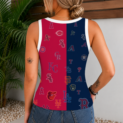 [FLASH SALE] NEW CUSTOMIZED MLB32 BBA MLB ALL TEAMS WOMEN'S V-NECK TANK TOP