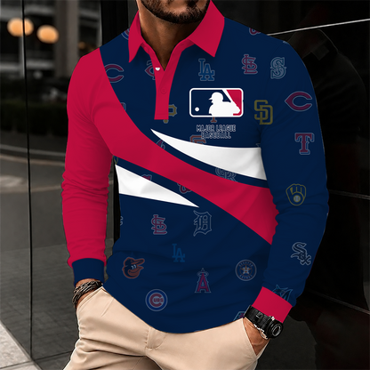 [FLASH SALE] NEW CUSTOMIZED MLB32 ALL TEAMS MEN'S LONG SLEEVE POLO