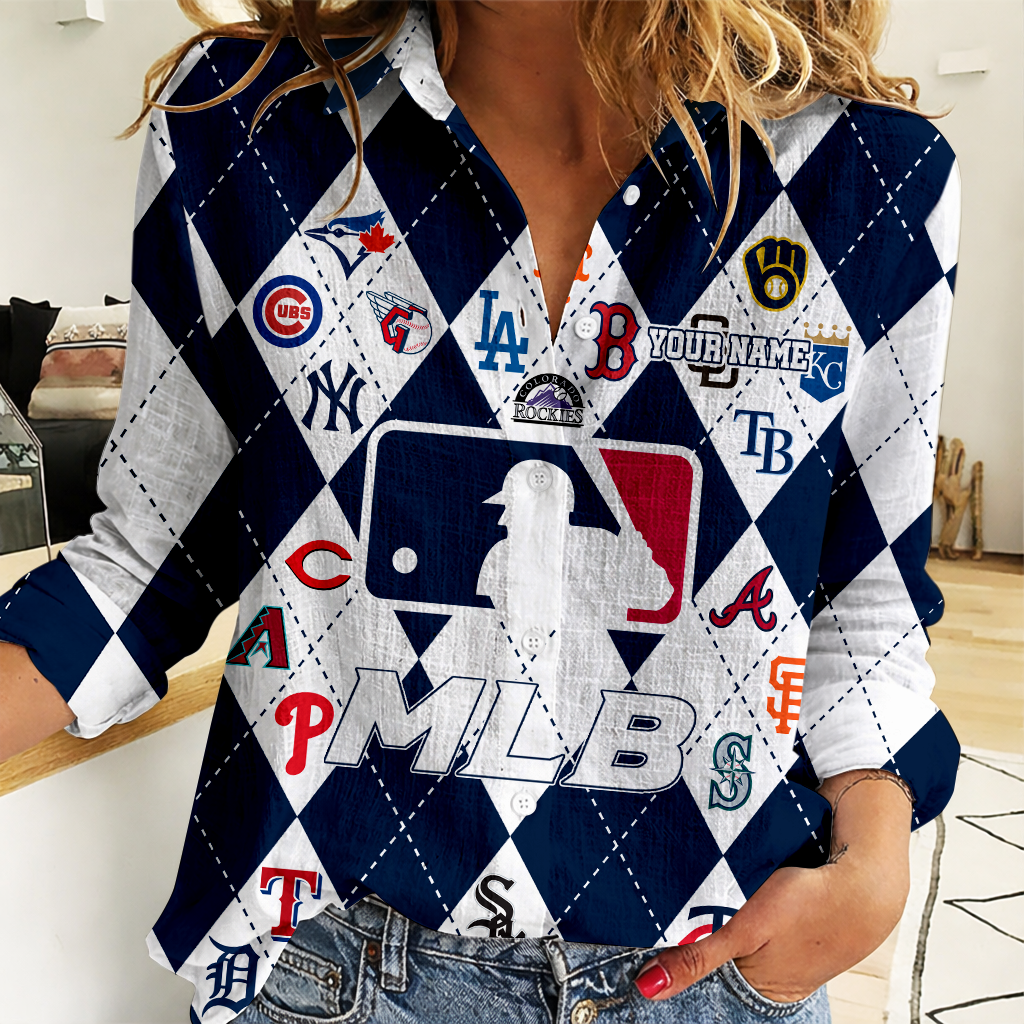 LIMITED EDITION - NEW CUSTOMIZED MLB32 MLB ALL TEAMS WOMEN CASUAL SHIRT FOR FAN