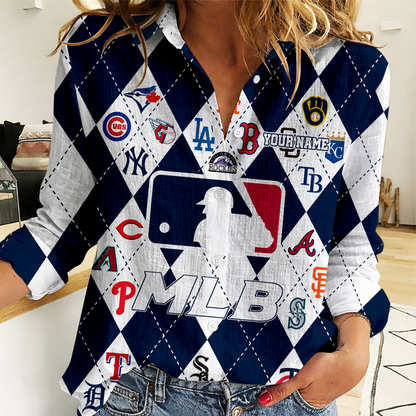 LIMITED EDITION - NEW CUSTOMIZED MLB32 MLB ALL TEAMS WOMEN CASUAL SHIRT FOR FAN