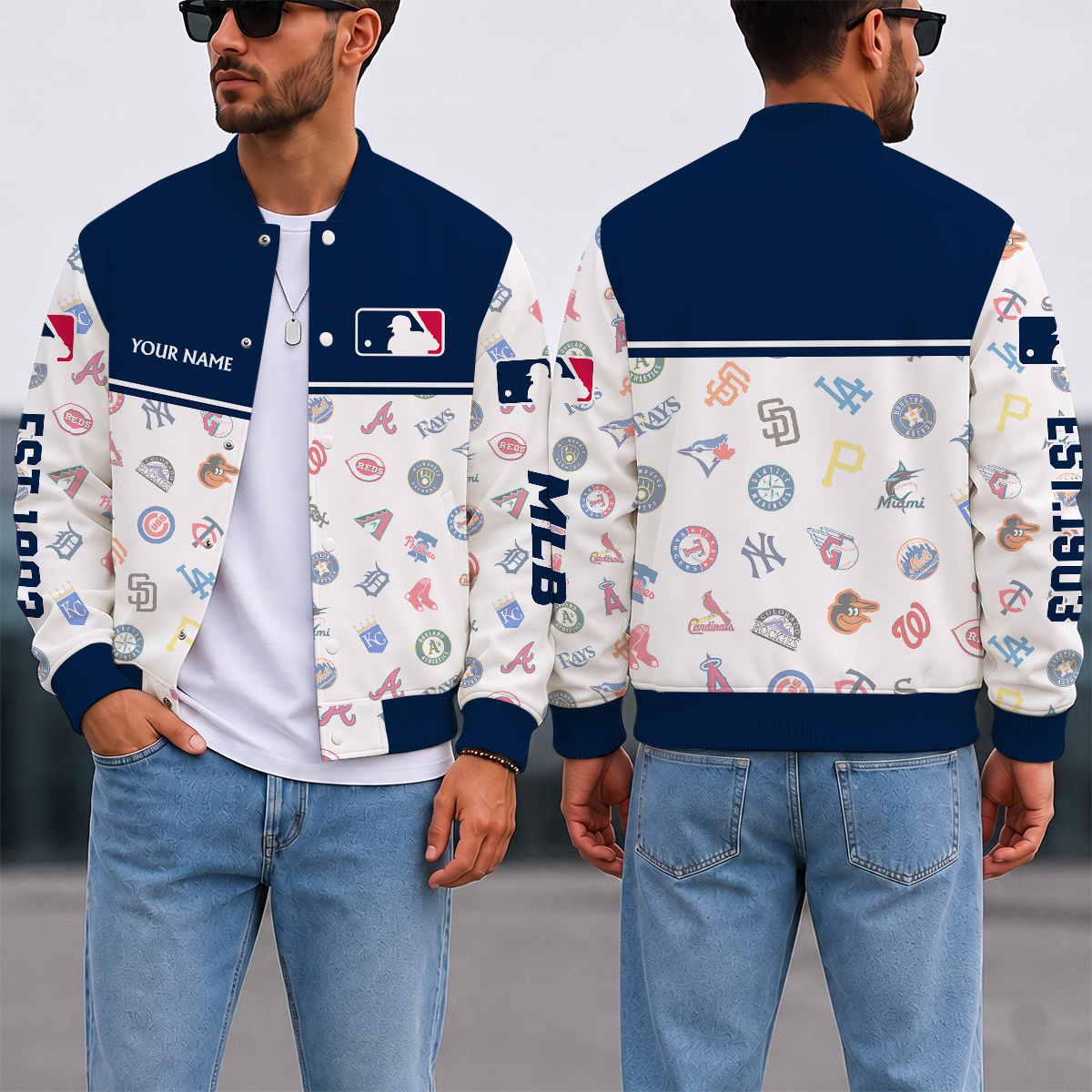 SPECIAL EDITION - NEW CUSTOMIZED MLB32 ALL TEAMS SATIN VARSITY & BASEBALL JACKET