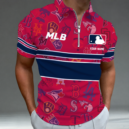 [FLASH SALE] NEW CUSTOMIZED MLB32 ALL TEAMS ZIP POLO SHIRT