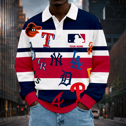 LIMITED EDITION - NEW CUSTOMIZED MLB32 MLB ALL TEAMS MEN LONG SLEEVE POLO