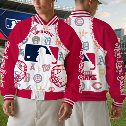LIMITED EDITION - NEW CUSTOMIZED MLB32 ALL TEAMS SATIN VARSITY & BASEBALL JACKET