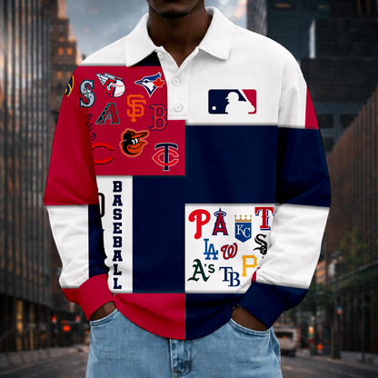 LIMITED EDITION - NEW CUSTOMIZED MLB32 MLB ALL TEAMS MEN LONG SLEEVE POLO