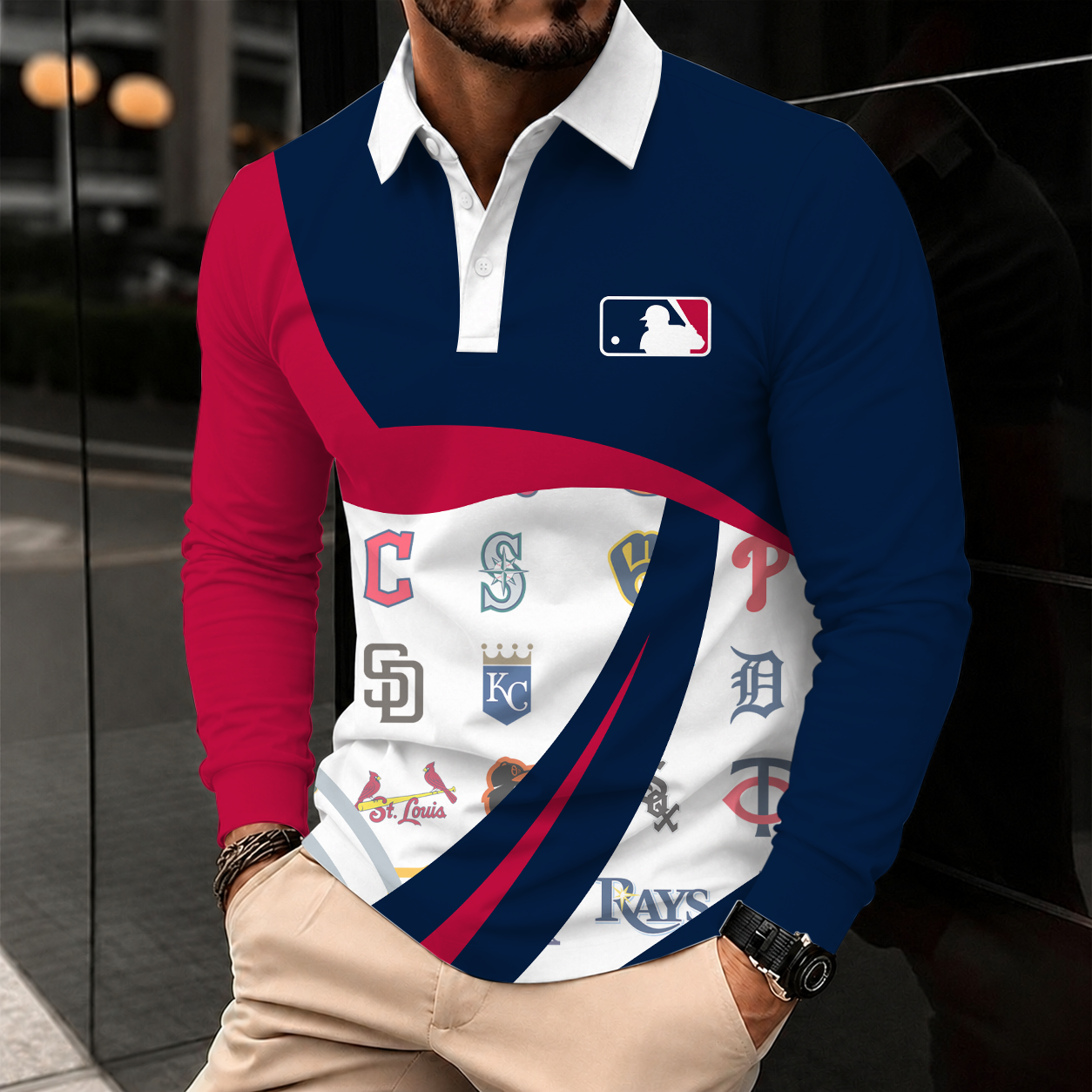 [FLASH SALE] NEW CUSTOMIZED MLB32 ALL TEAMS MEN'S LONG SLEEVE POLO