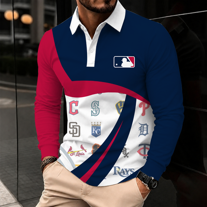 [FLASH SALE] NEW CUSTOMIZED MLB32 ALL TEAMS MEN'S LONG SLEEVE POLO