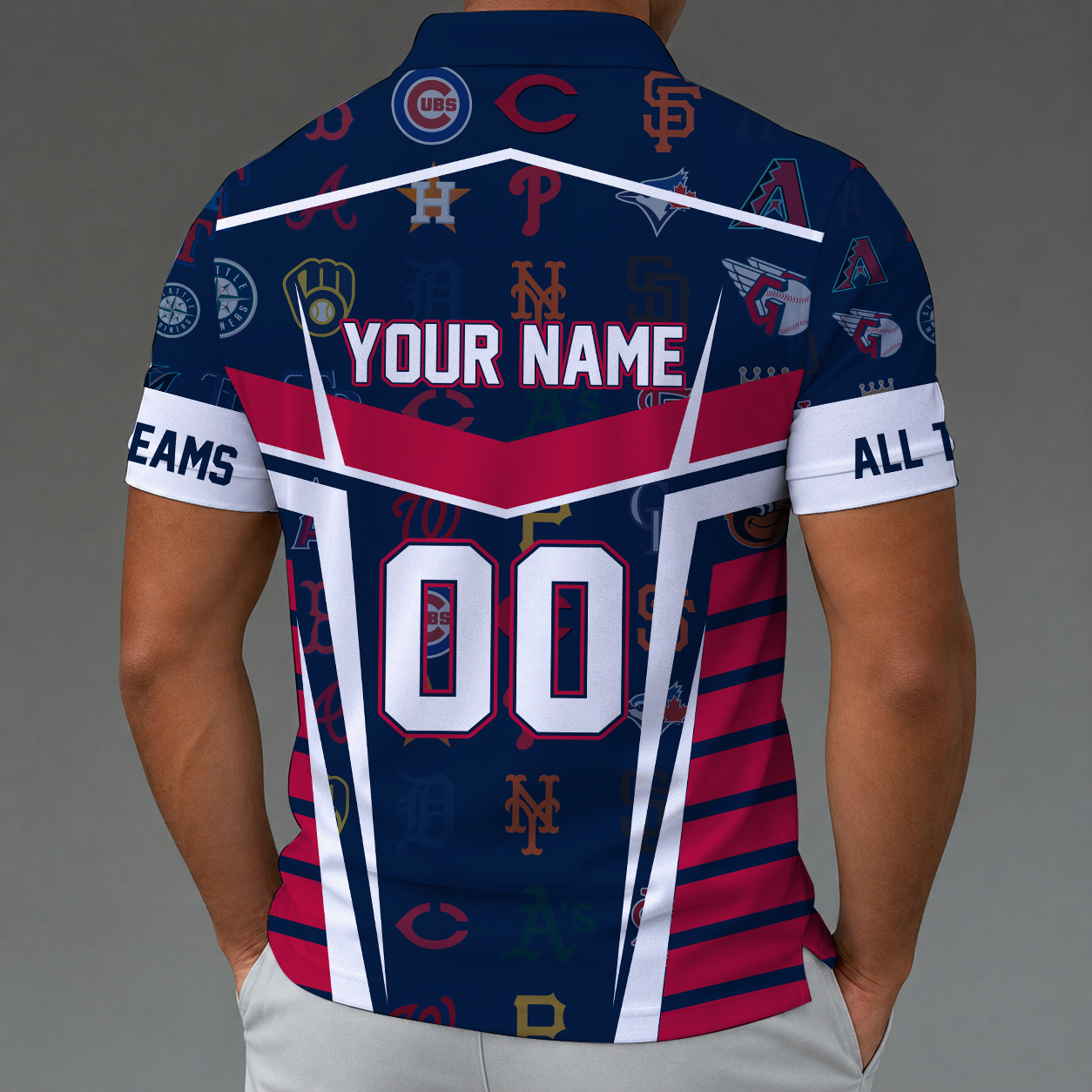 LIMITED EDITION - NEW CUSTOMIZED MLB32 ALL TEAMS ZIP POLO SHIRT