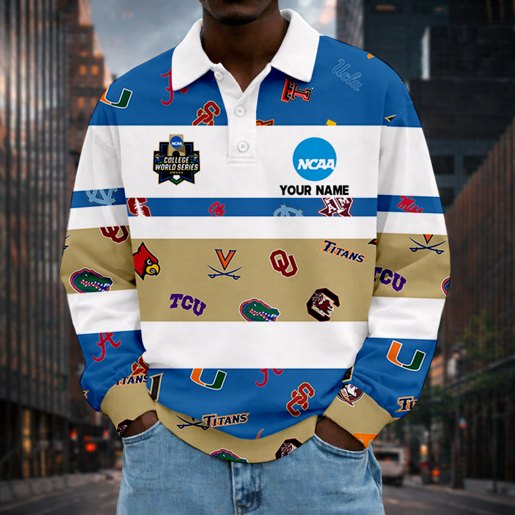 LIMITED EDITION - NEW CUSTOMIZED NCAA32 CWS ALL TEAMS UNISEX LONG SLEEVE POLO