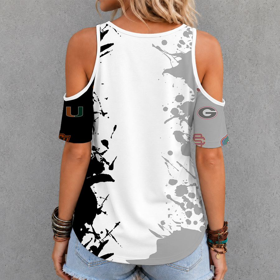 [FAN FAVORITE] NEW CUSTOMIZED NCAA CWS32 ALL TEAMS CRISS CROSS V-NECK TOP