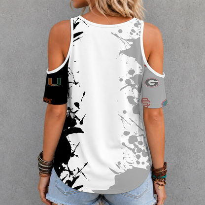 [FAN FAVORITE] NEW CUSTOMIZED NCAA CWS32 ALL TEAMS CRISS CROSS V-NECK TOP