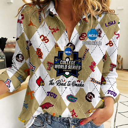 LIMITED DROP - NEW CUSTOMIZED | NCAA CWS32 BBC CWS ALL TEAMS WOMEN CASUAL SHIRT FOR FAN