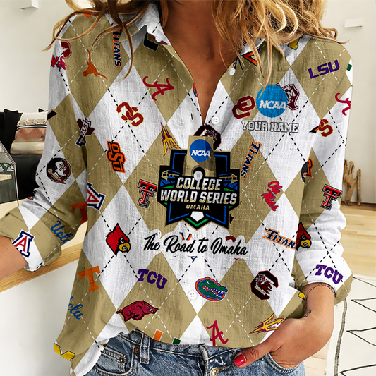 LIMITED DROP - NEW CUSTOMIZED | NCAA CWS32 BBC CWS ALL TEAMS WOMEN CASUAL SHIRT FOR FAN