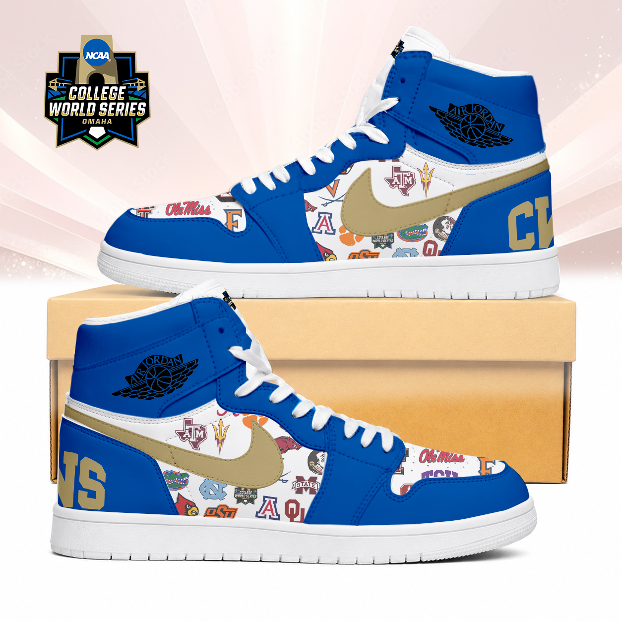 LIMITED EDITION - NEW CUSTOMIZED NCAA CWS32 BBC CWS ALL TEAMS AIR JORDAN SNEAKERS