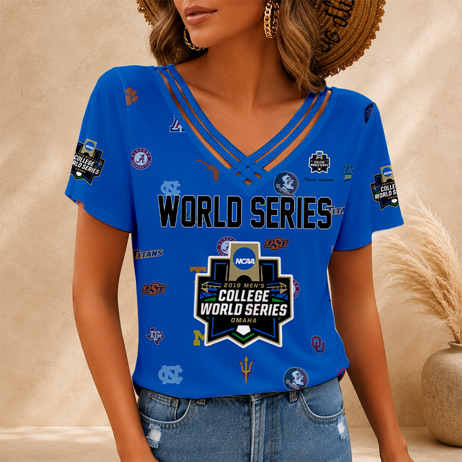[FAN FAVORITE] NEW CUSTOMIZED NCAA CWS32 ALL TEAMS V-NECK SHIRT