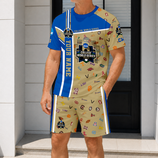 ELITE EDITION - NEW CUSTOMIZED NCAA32 CWS ALL TEAMS T-SHIRT & SHORT PANTS SET