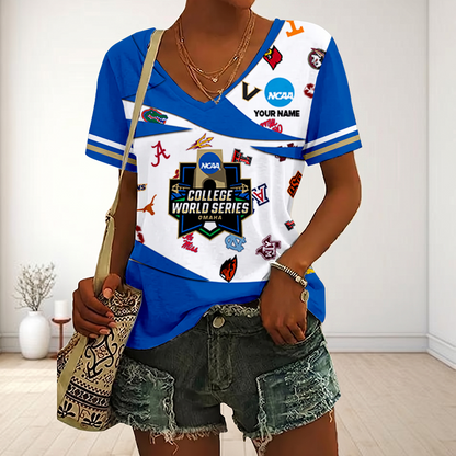 LIMITED DROP - NEW CUSTOMIZED | NCAA CWS32 CWS ALL TEAMS V-NECK FEMALE SHIRT