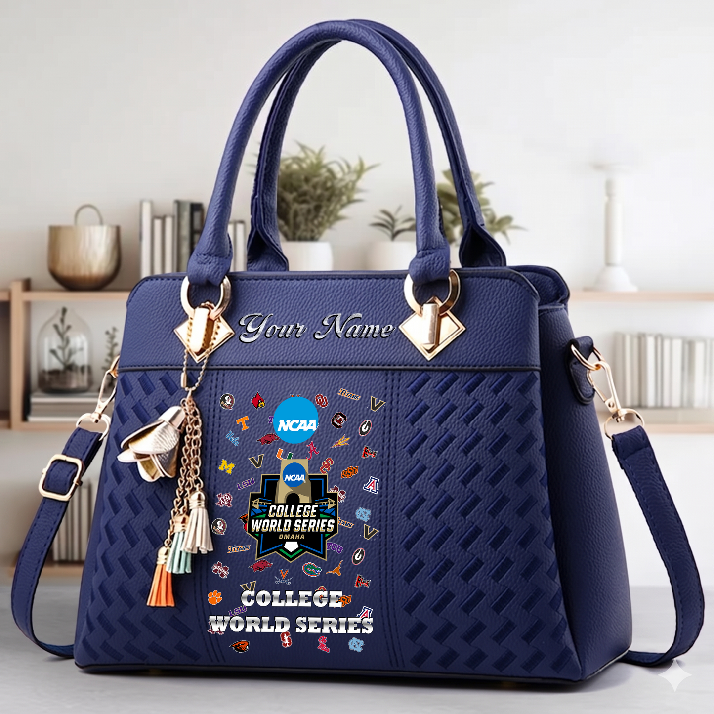 LIMITED EDITION - NEW CUSTOMIZED NCAA CWS32 CWS ALL TEAMS ZIP HANDBAG MULTICOLOR