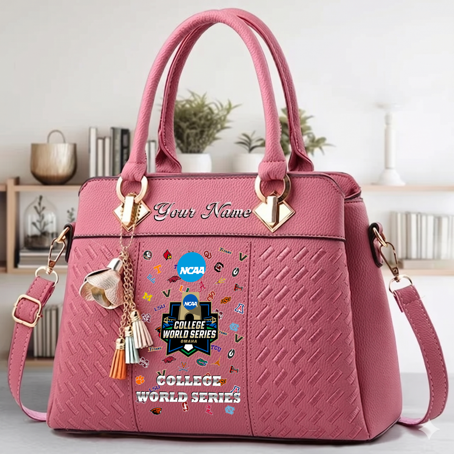 LIMITED EDITION - NEW CUSTOMIZED NCAA CWS32 CWS ALL TEAMS ZIP HANDBAG MULTICOLOR