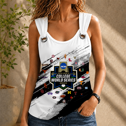[FAN FAVORITE] NEW CUSTOMIZED NCAA CWS32 ALL TEAMS O-RING SHOULDER TANK TOP