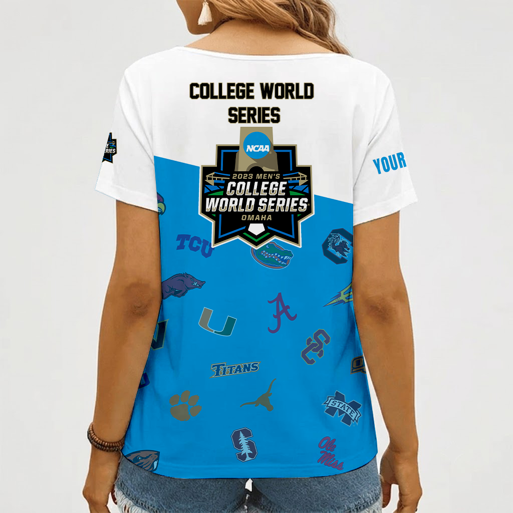 [FAN FAVORITE] NEW CUSTOMIZED NCAA CWS32 ALL TEAMS V-NECK FEMALE SHIRT