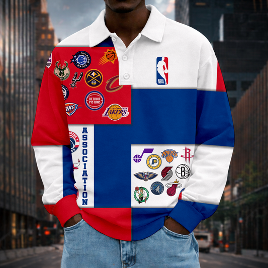 LIMITED EDITION - NEW CUSTOMIZED NBA32 NBA ALL TEAMS MEN LONG SLEEVE POLO