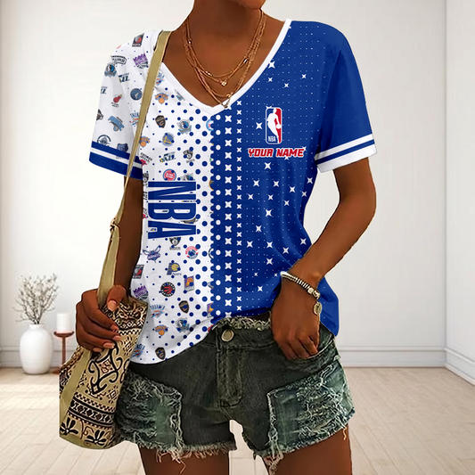 LIMITED EDITION - NEW CUSTOMIZED NBA32 NBA ALL TEAMS V-NECK FEMALE SHIRT