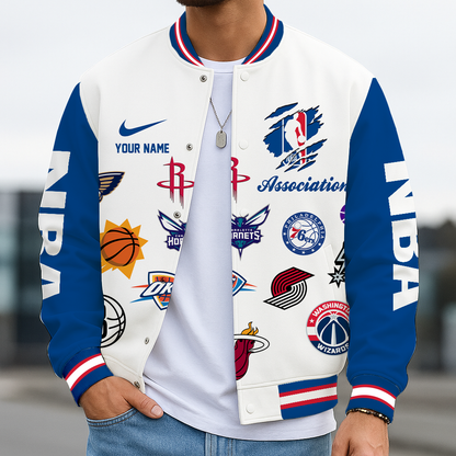 LIMITED EDITION - NEW CUSTOMIZED NBA32 NBA ALL TEAMS BASEBALL JACKET, SATIN VARSITY JACKET