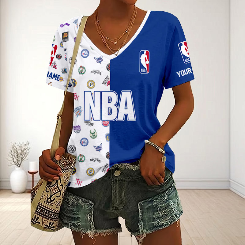 LIMITED EDITION - NEW CUSTOMIZED NBA32 NBA ALL TEAMS V-NECK FEMALE SHIRT