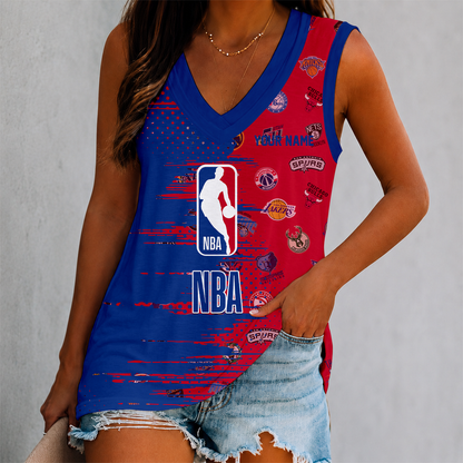 FINAL SALE - NEW CUSTOMIZED NBA32 NBA ALL TEAMS WOMEN'S V-NECK TANK TOP