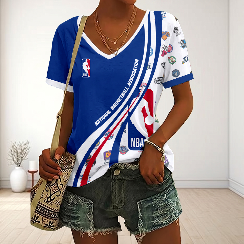 LIMITED EDITION - NEW CUSTOMIZED NBA32 NBA ALL TEAMS V-NECK FEMALE SHIRT