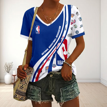 LIMITED EDITION - NEW CUSTOMIZED NBA32 NBA ALL TEAMS V-NECK FEMALE SHIRT