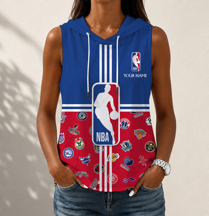 LIMITED EDITION - NEW CUSTOMIZED NBA32 BKA NBA ALL TEAMS WOMEN'S SLEEVELESS HOODED POCKET TANK TOP