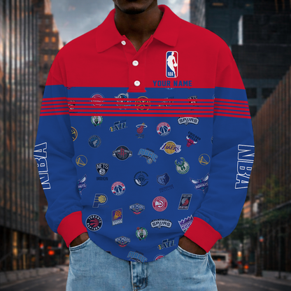 ELITE EDITION - NEW CUSTOMIZED NBA32 ALL TEAMS MEN LONG SLEEVE POLO