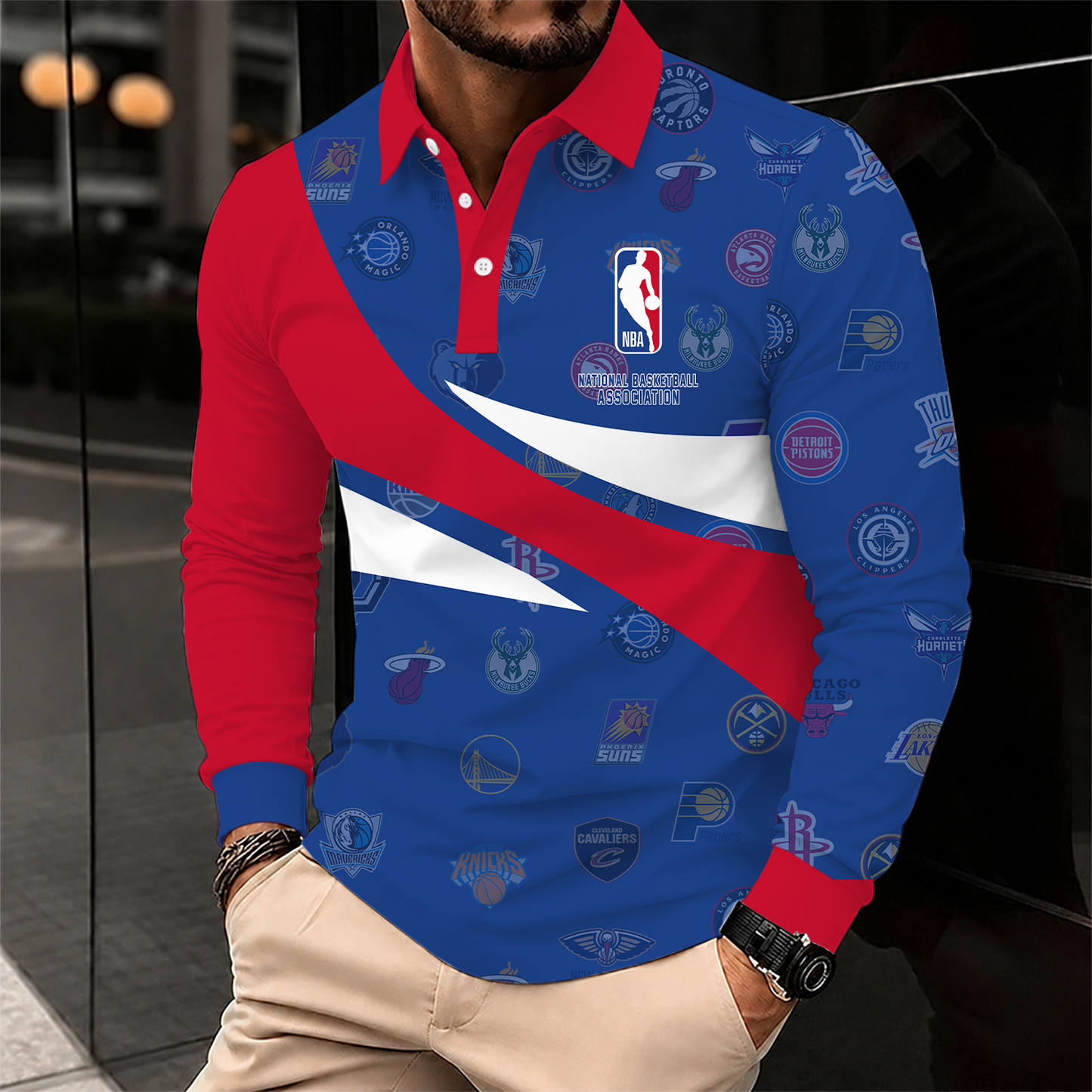 [HOT DEAL] NEW CUSTOMIZED NBA32 ALL TEAMS MEN LONG SLEEVE POLO