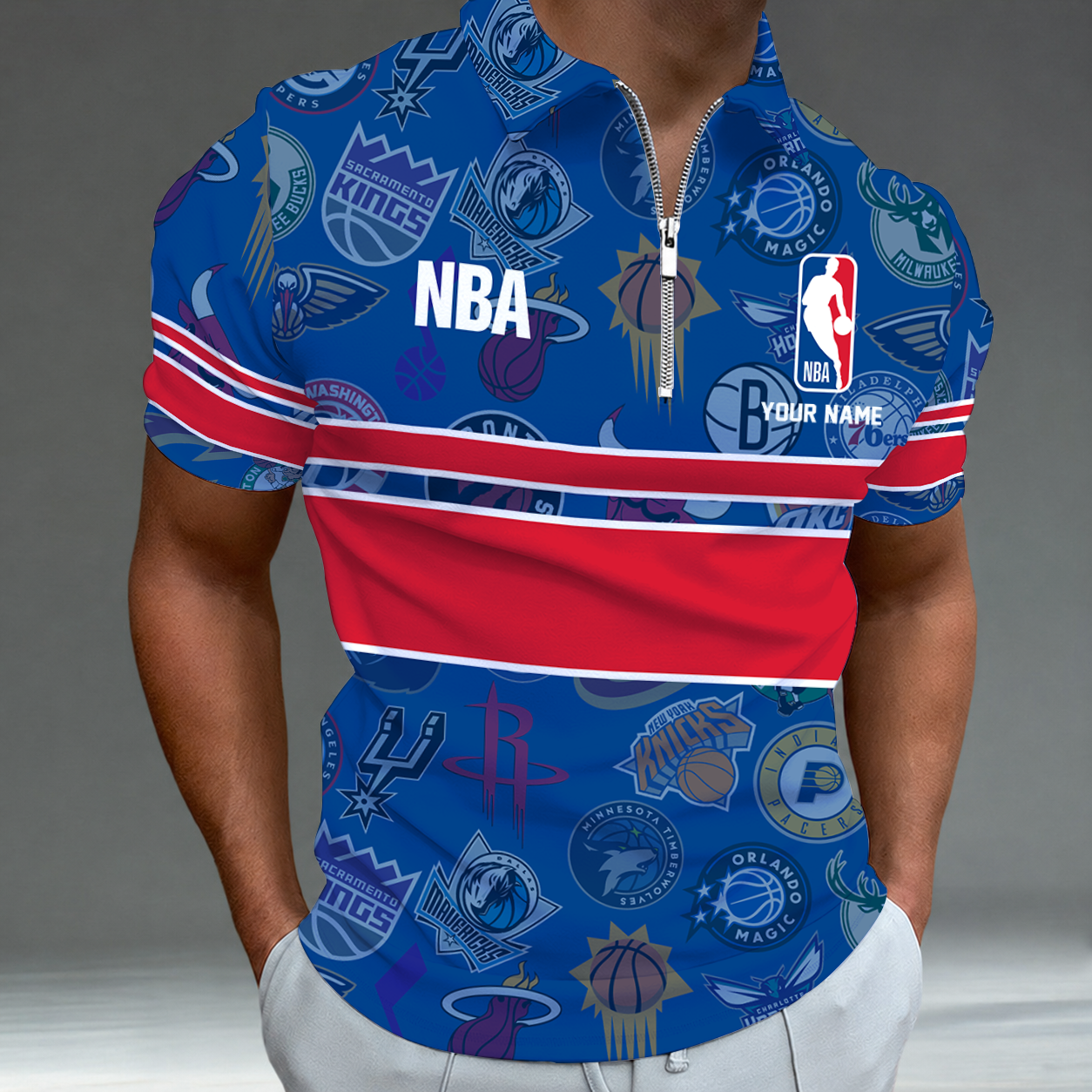 [HOT DEAL] NEW CUSTOMIZED NBA32 NBA ALL TEAMS ZIP POLO SHIRT