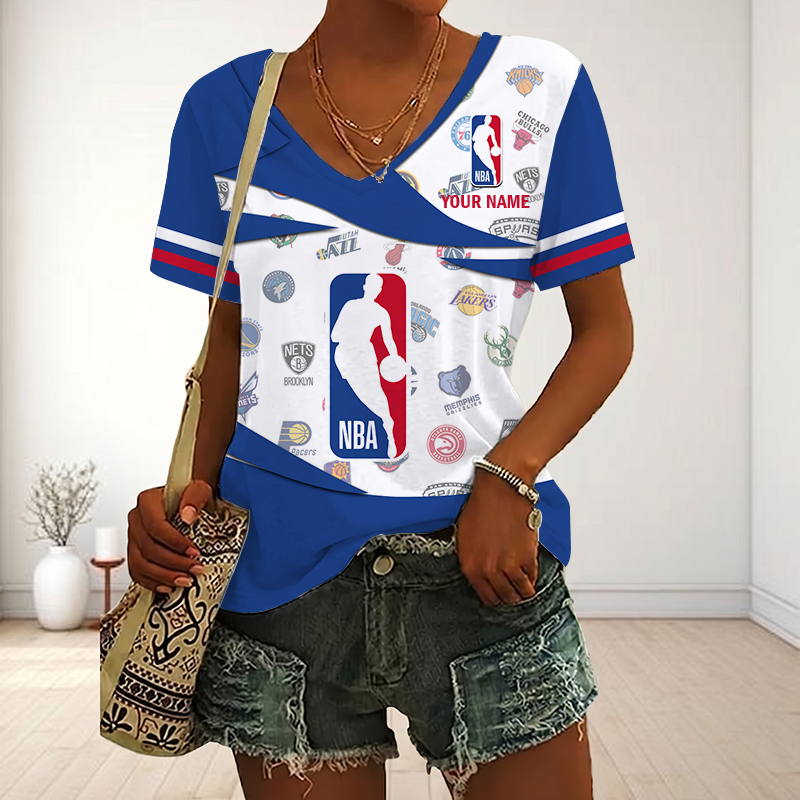 LIMITED EDITION - NEW CUSTOMIZED NBA32 NBA ALL TEAMS V-NECK FEMALE SHIRT
