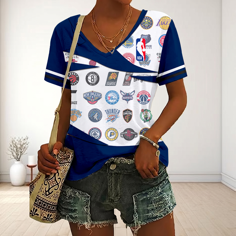 LIMITED EDITION - NEW CUSTOMIZED NBA32 NBA ALL TEAMS V-NECK FEMALE SHIRT