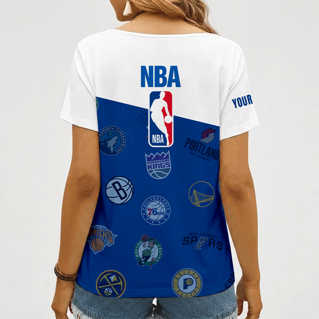 [HOT DEAL] NEW CUSTOMIZED NBA32 NBA ALL TEAMS V-NECK FEMALE SHIRT