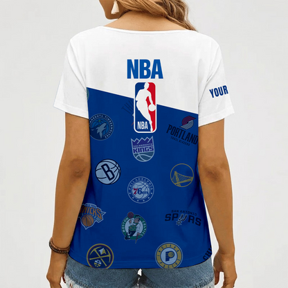 [HOT DEAL] NEW CUSTOMIZED NBA32 NBA ALL TEAMS V-NECK FEMALE SHIRT