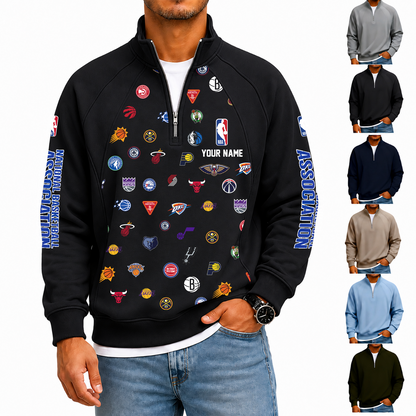 [HOT DEAL] NEW CUSTOMIZED NBA32 NBA ALL TEAMS  MEN'S QUARTER ZIP PULLOVER