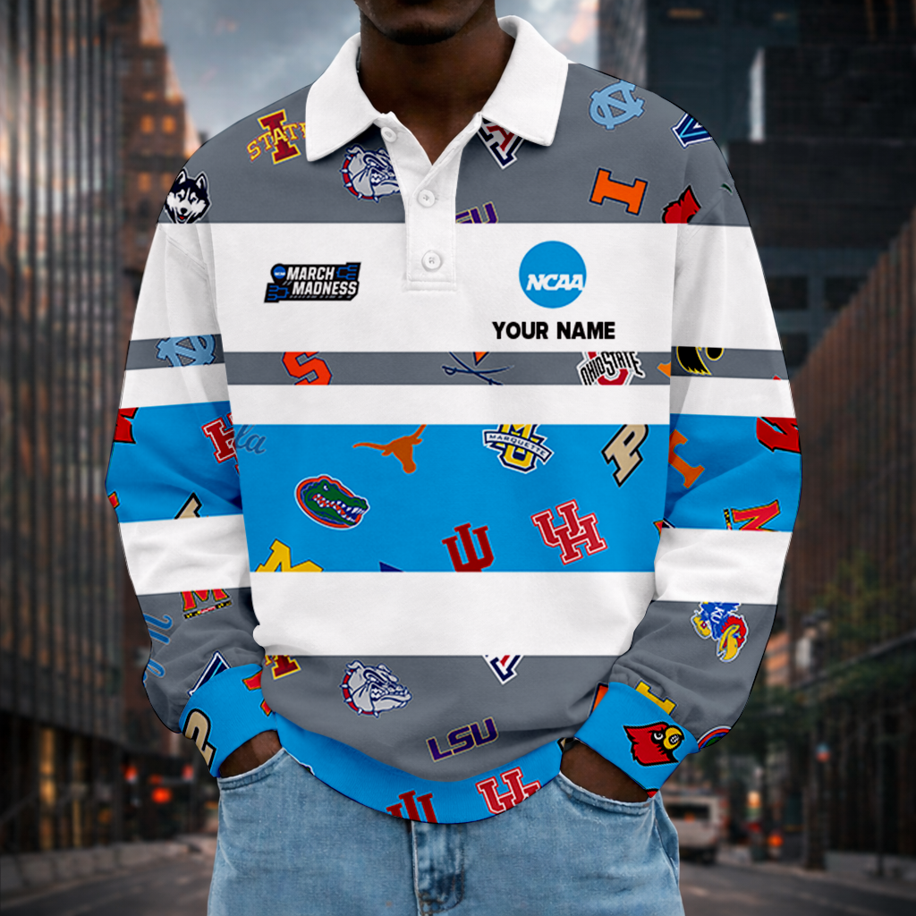 LIMITED EDITION - NEW CUSTOMIZED NCAA32 MAM ALL TEAMS UNISEX LONG SLEEVE POLO