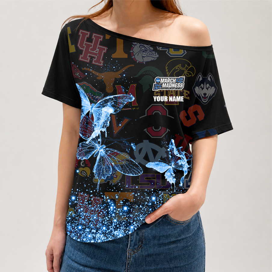 [FAN FAVORITE] NEW CUSTOMIZED NCAA MAM32 BKM ALL TEAMS STRAPPY OFF-SHOULDER SHIRT