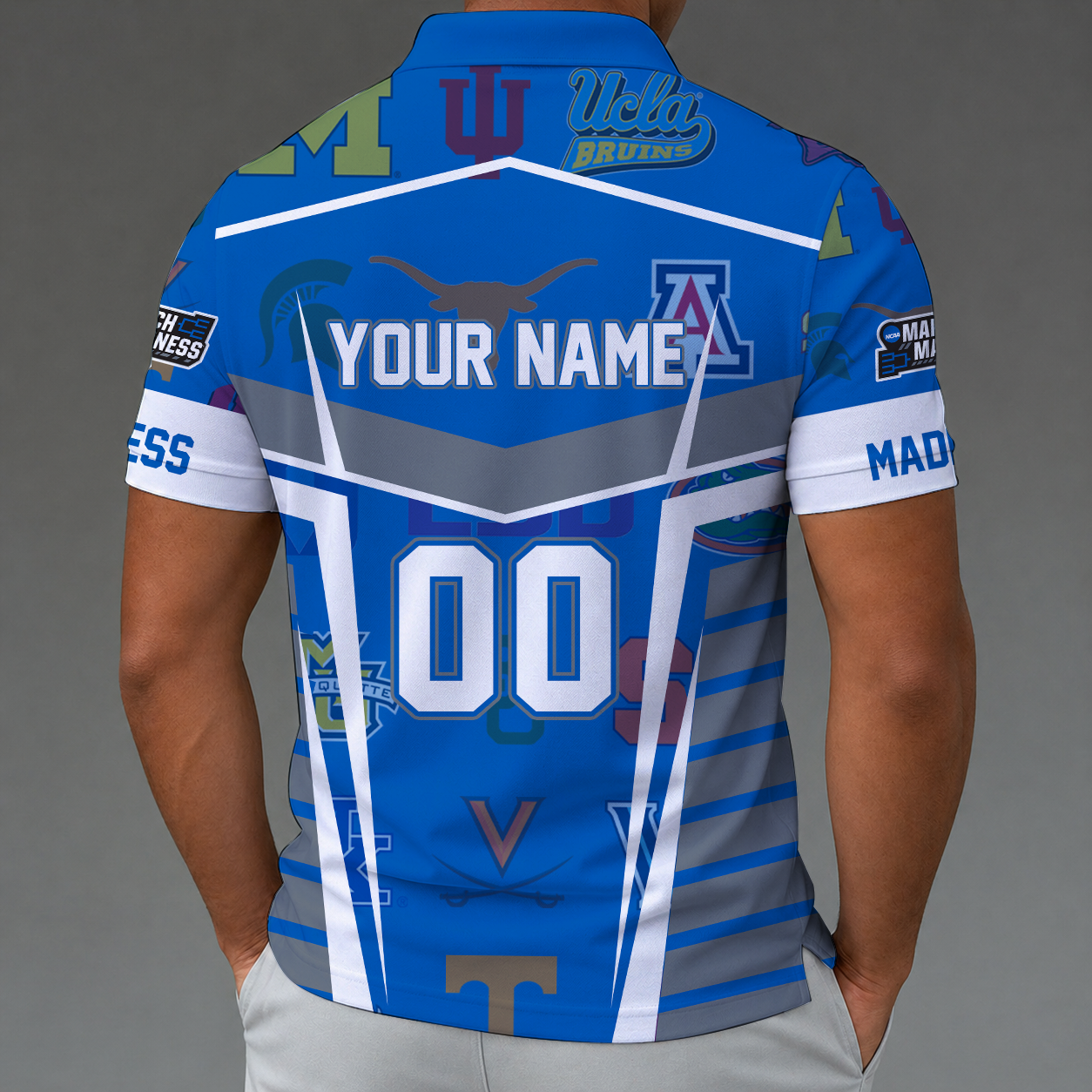[FAN FAVORITE] NEW CUSTOMIZED NCAA MAM32 BKM ALL TEAMS STRAPPY POLO SHIRT