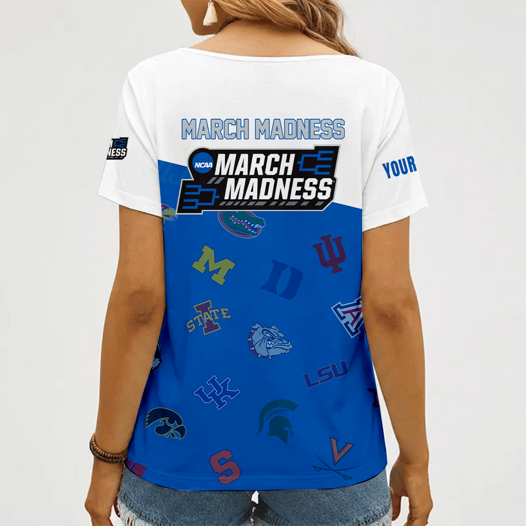 [FAN FAVORITE] NEW CUSTOMIZED NCAA MAM32 BKM ALL TEAMS STRAPPY V-NECK FEMALE SHIRT