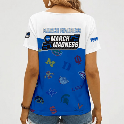 [FAN FAVORITE] NEW CUSTOMIZED NCAA MAM32 BKM ALL TEAMS STRAPPY V-NECK FEMALE SHIRT