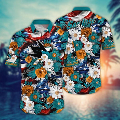 VIRAL EDITION - NEW CUSTOMIZED NHL32 SJS SAN JOSE SHARKS INDEPENDENCE DAY UNISEX HAWAIIAN SHIRT