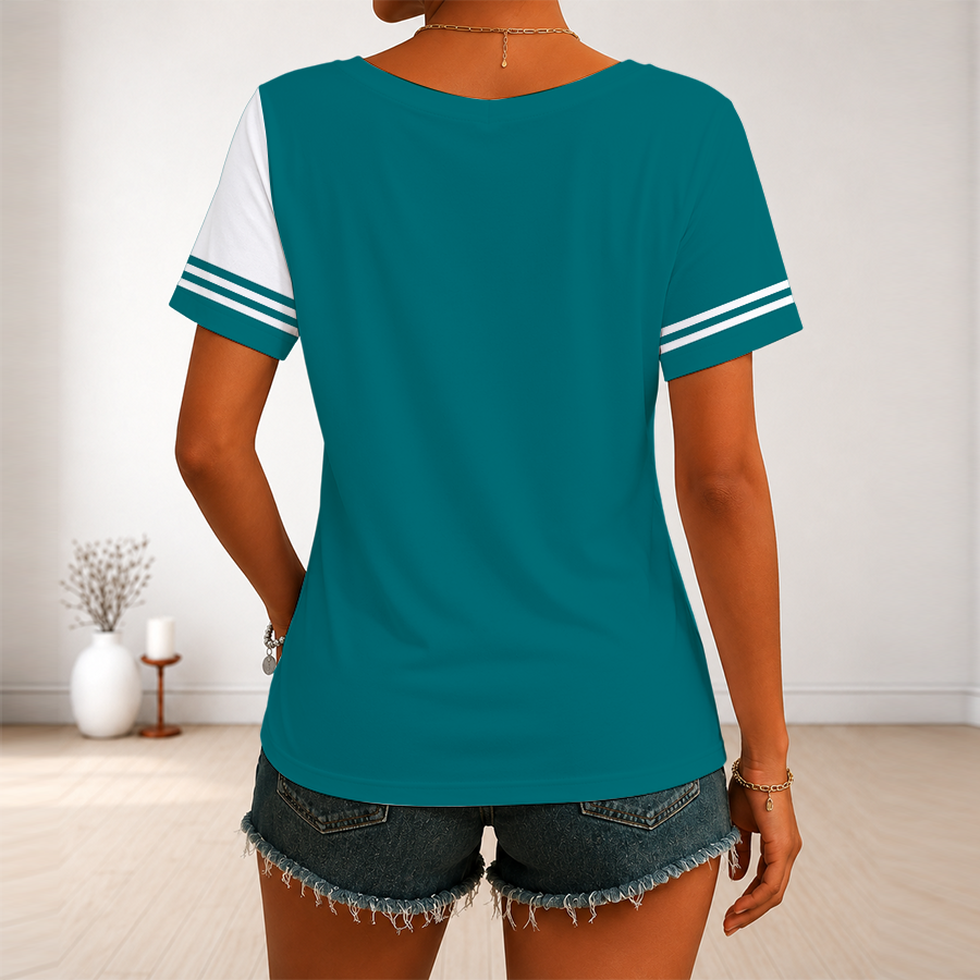 [SUPER SALE] NEW CUSTOMIZED NHL32 SJS SAN JOSE SHARKS V-NECK FEMALE SHIRT