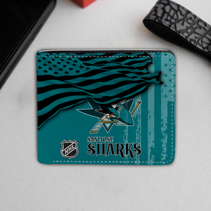 [SUPER SALE ] NEW CUSTOMIZED NHL32 SJS SAN JOSE SHARKS LEATHER WALLET